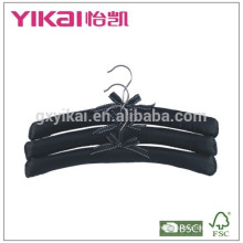 Set of 3pcs pure black satin padded hanger